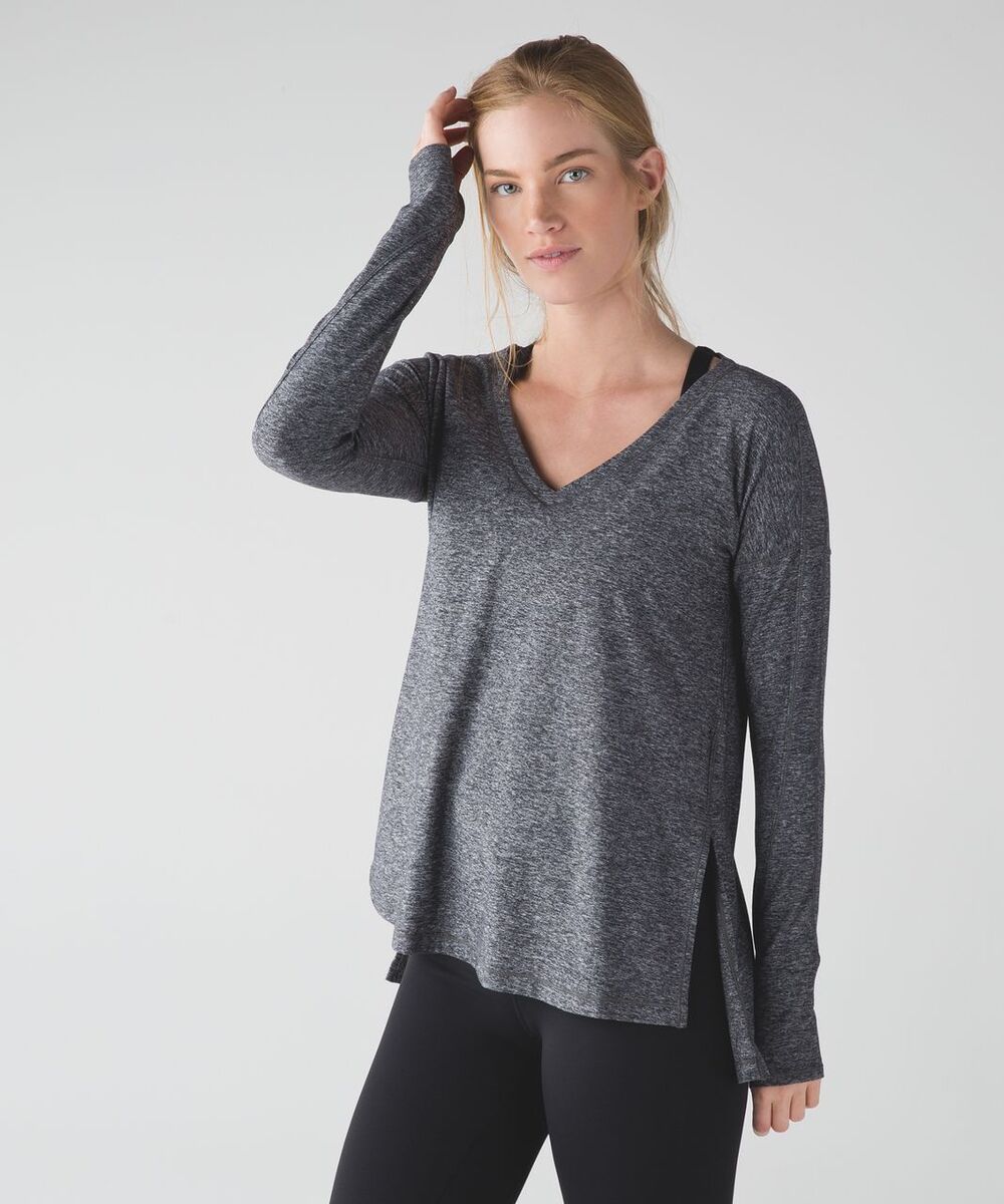 Lululemon Dash To Class Long Sleeve Heathered Black Size 10